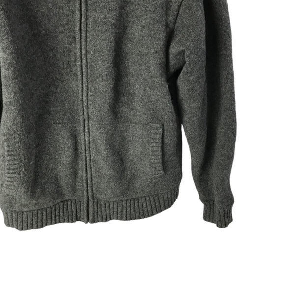 LL Bean grey Fleece Lined Lambswool Knit full zip Jacket men’s size Medium - Picture 3 of 6